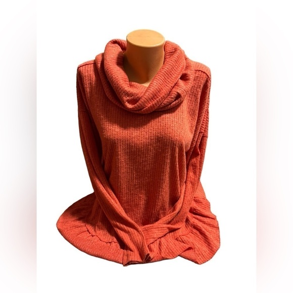Maeve Anthropologie Winterscape Orange Cowl Neck Peplum Sweater Top Size Small - Picture 1 of 11